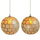 Pair midcentury mother of pearl Capiz large pendants, Feldman Lighting Co