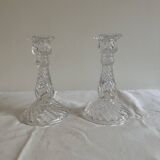 Pair of glass candle holders