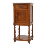 Art Deco nightstand in oak with Carrara marble top, France 1930s