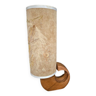 Wooden lamp 1970 sculpture original lampshade