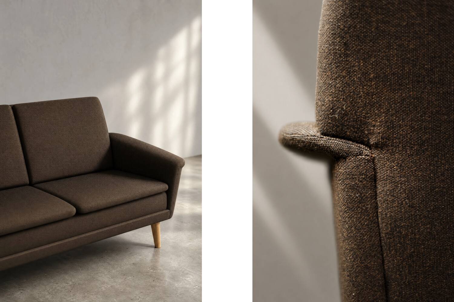 Mid-Century Danish Brown 3-Seater Sofa by Folke Ohlsson for Fritz Hansen