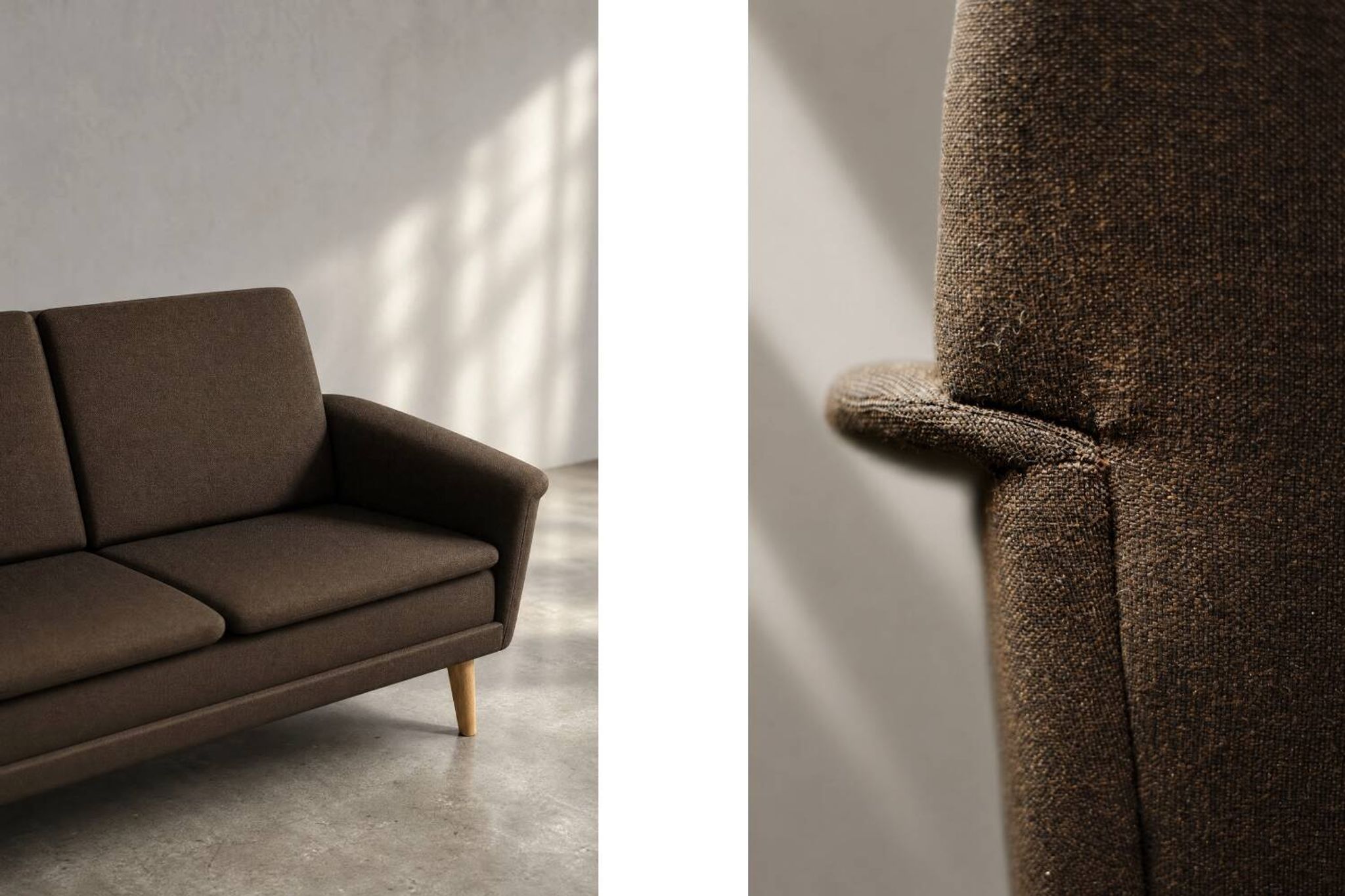 Mid-Century Danish Brown 3-Seater Sofa by Folke Ohlsson for Fritz Hansen