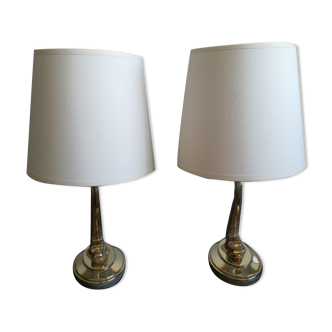 Paire de lampes de chevet en laiton années 50
