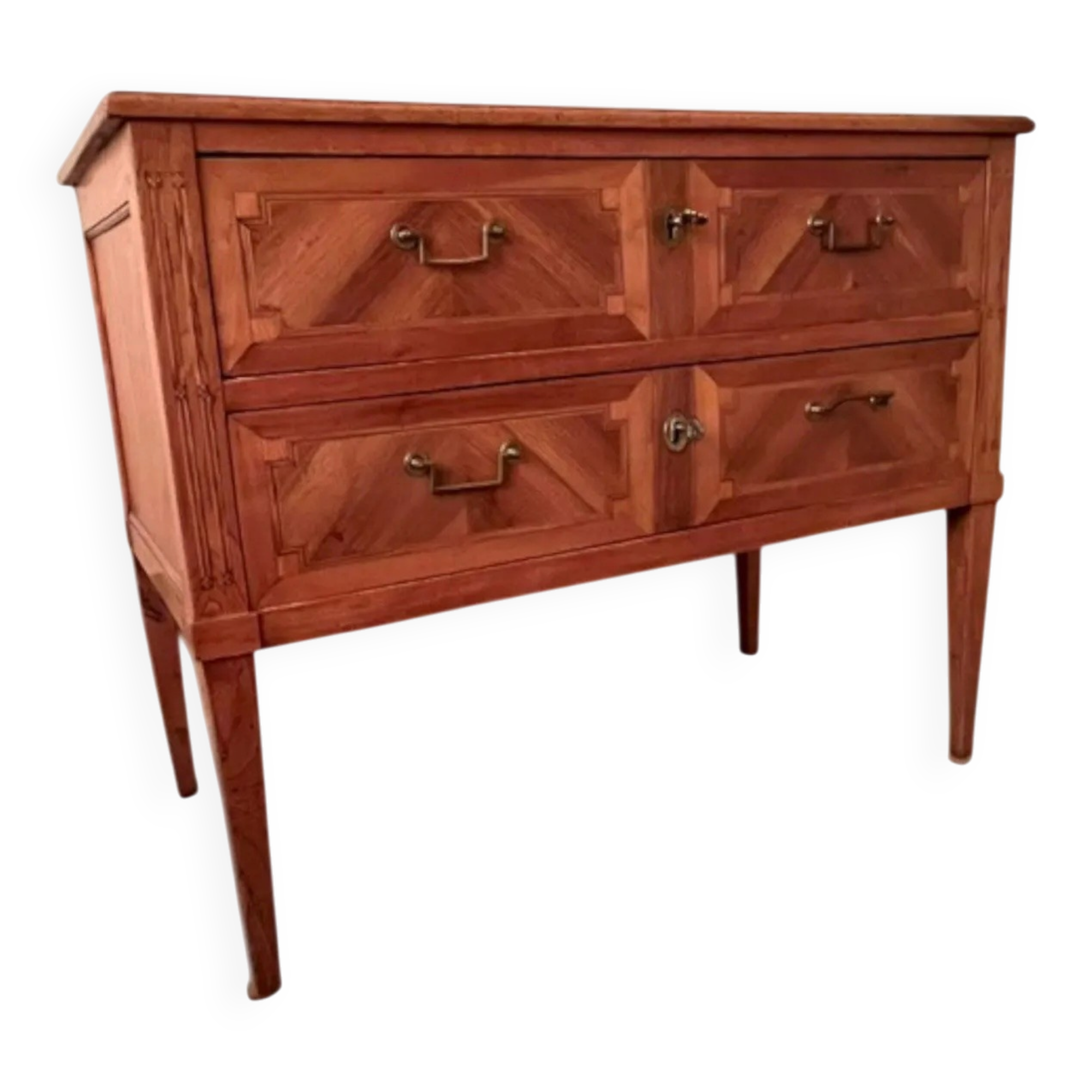 Commode d'époque Louis XVI, en noyer, cerisier et frêne