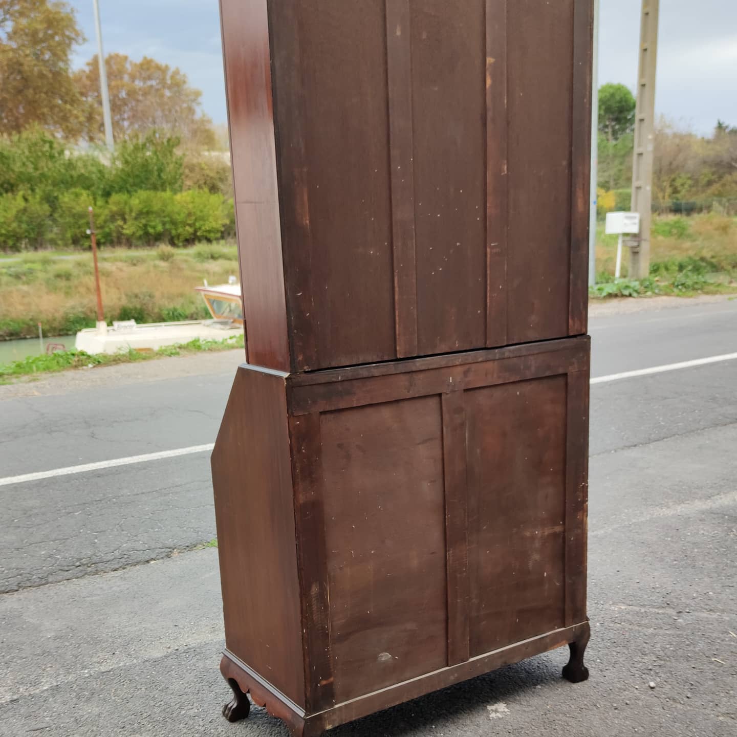 Bibliothèque scriban anglais en acajou vers 1920