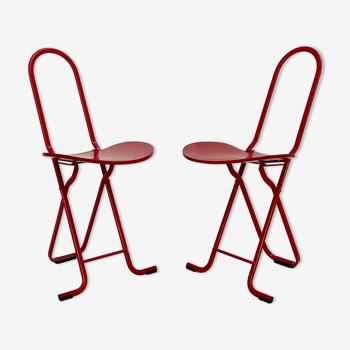 Pair of red Dafne chairs by Gastone Rinaldi for Thema, 1970