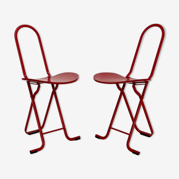 Paire de chaises Dafne rouges par Gastone Rinaldi pour Thema, 1970
