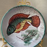 Decorative deep plate signed Vallauris – Handmade – Fish motif or