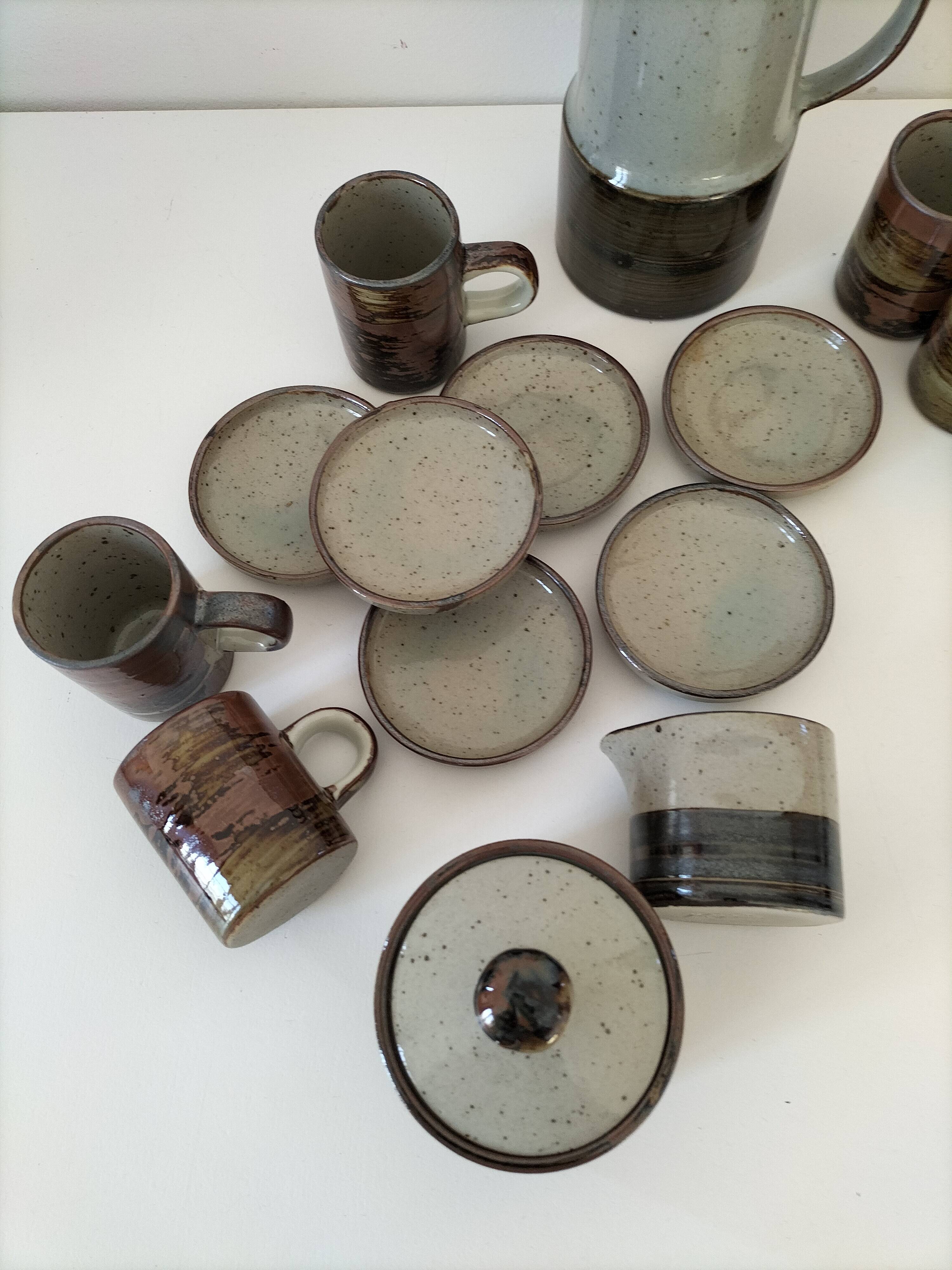 Vintage “Grès Paysan” glazed stoneware set