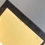 Table vintage porte vinyles métal et faïence jaune