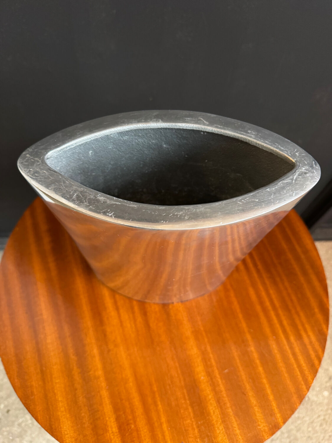 Brushed aluminium vase from the 1980s.