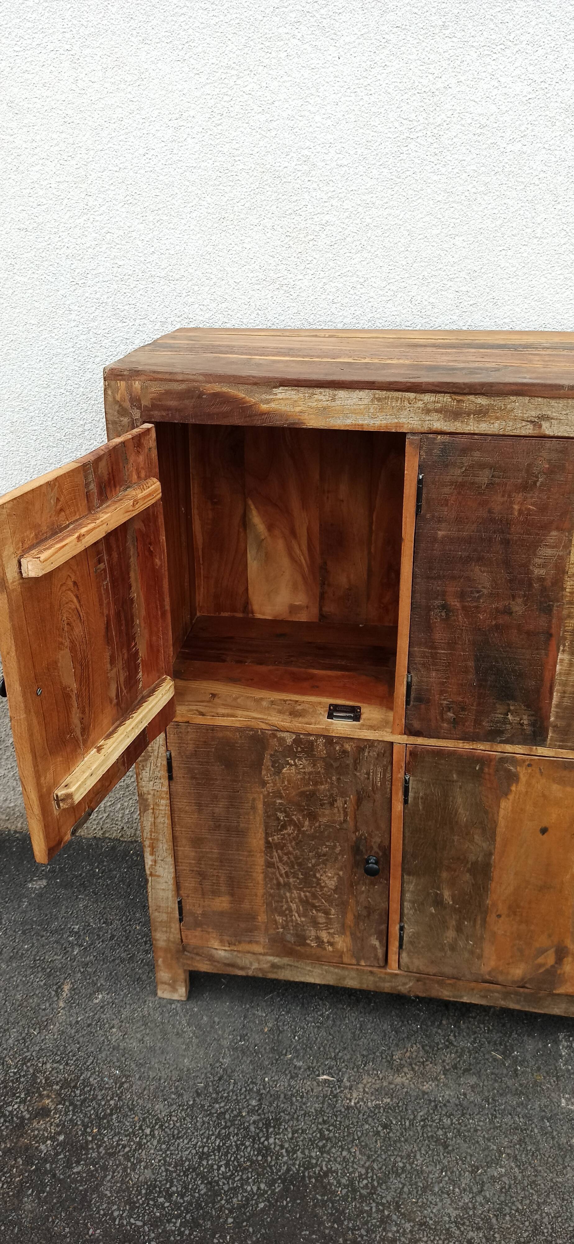 Old wooden cabinet. 8 doors.