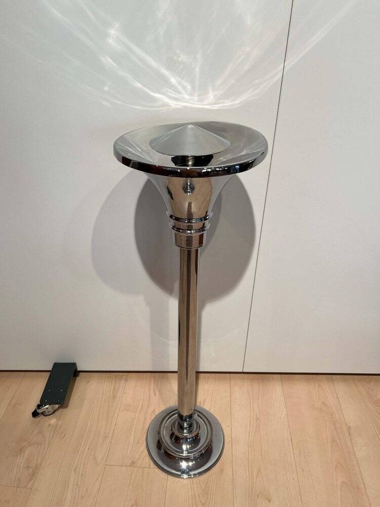 Art Deco Standing Ashtray in Polished and Chromed Metal, Switzerland, 1930