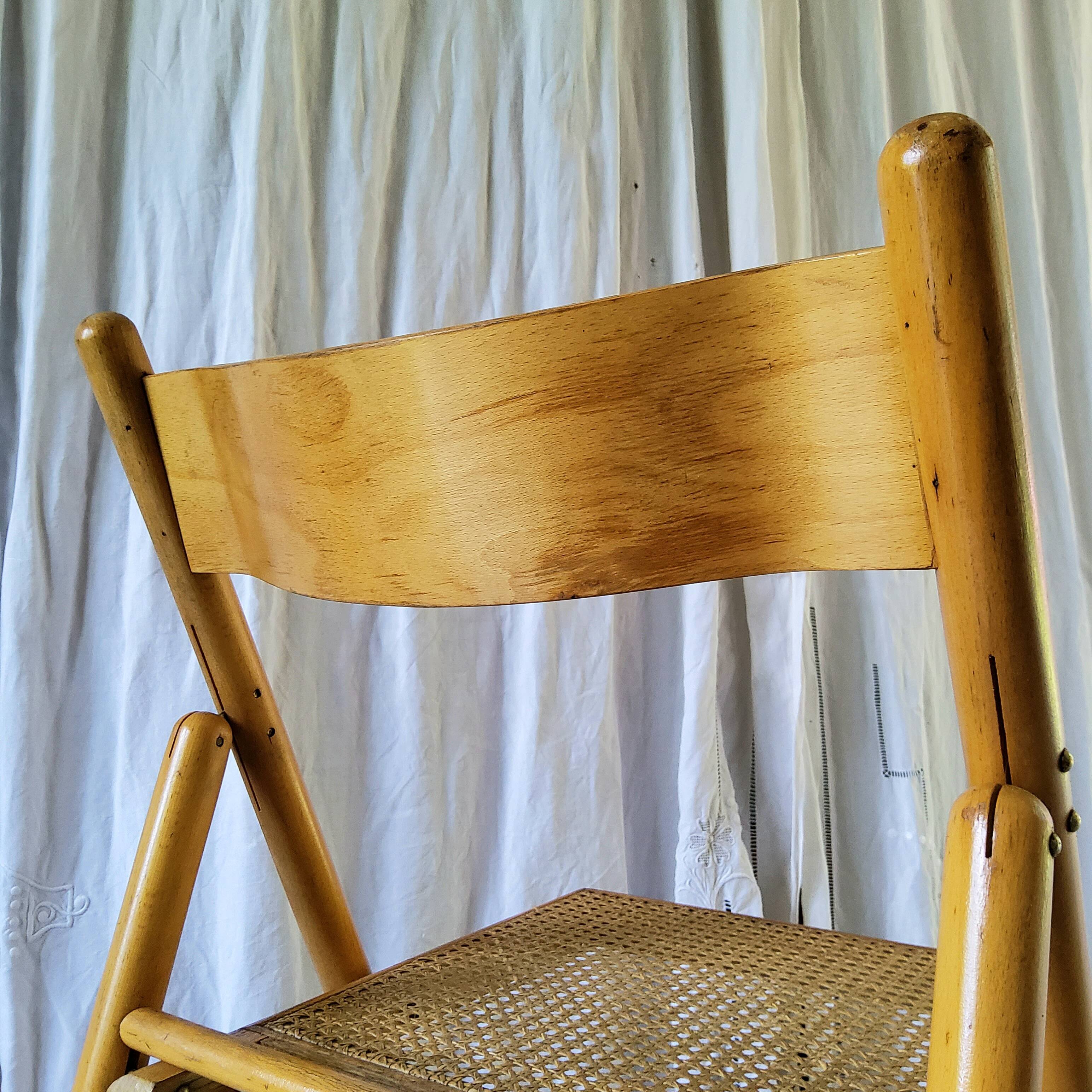 Pair of folding cane chairs