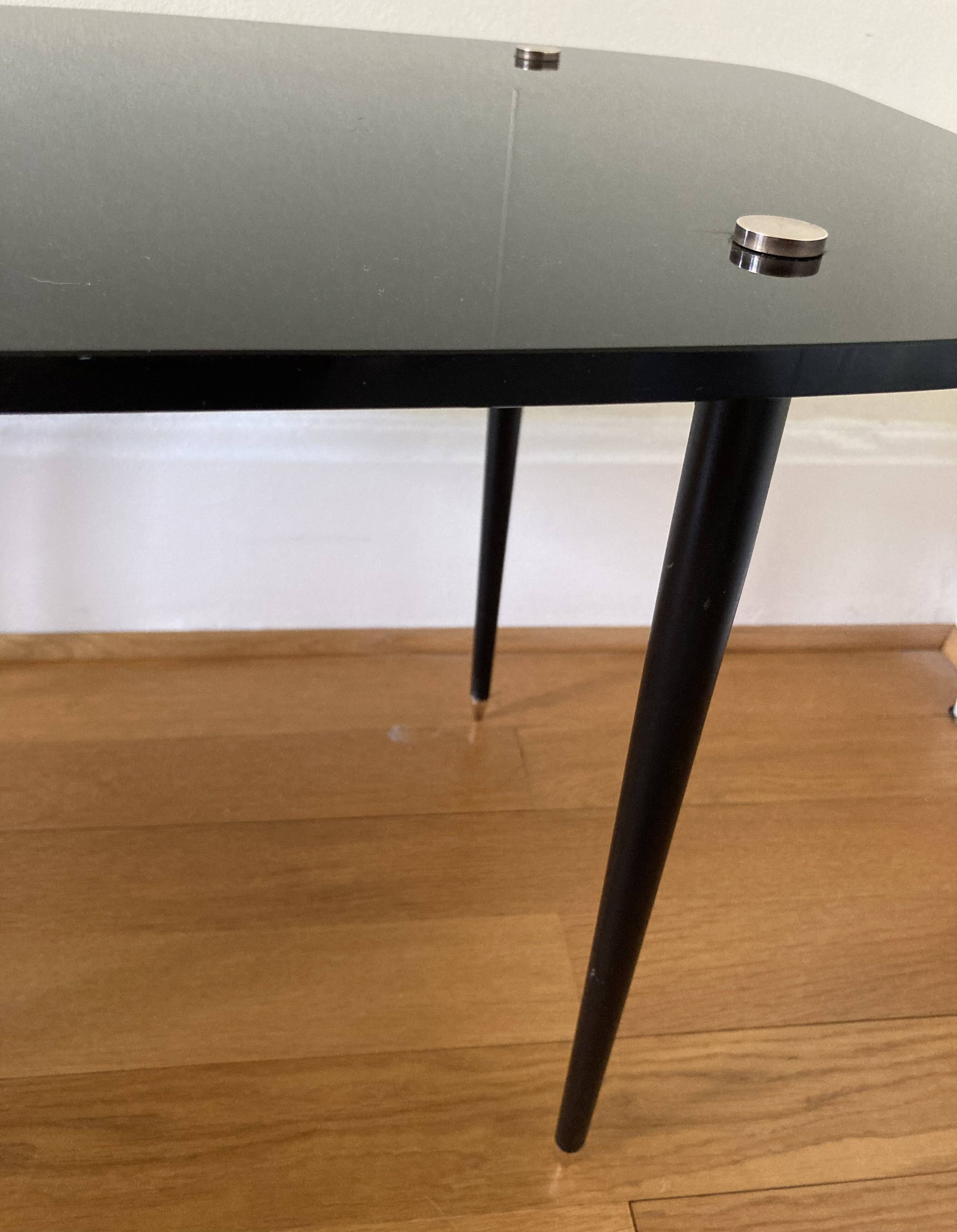 Black glass and metal coffee table from the 50s
