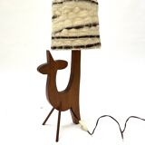 Wooden zoomorphic lampshade with wool lampshades, 70s