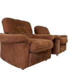 Set of 2 vintage ribbed brown armchairs