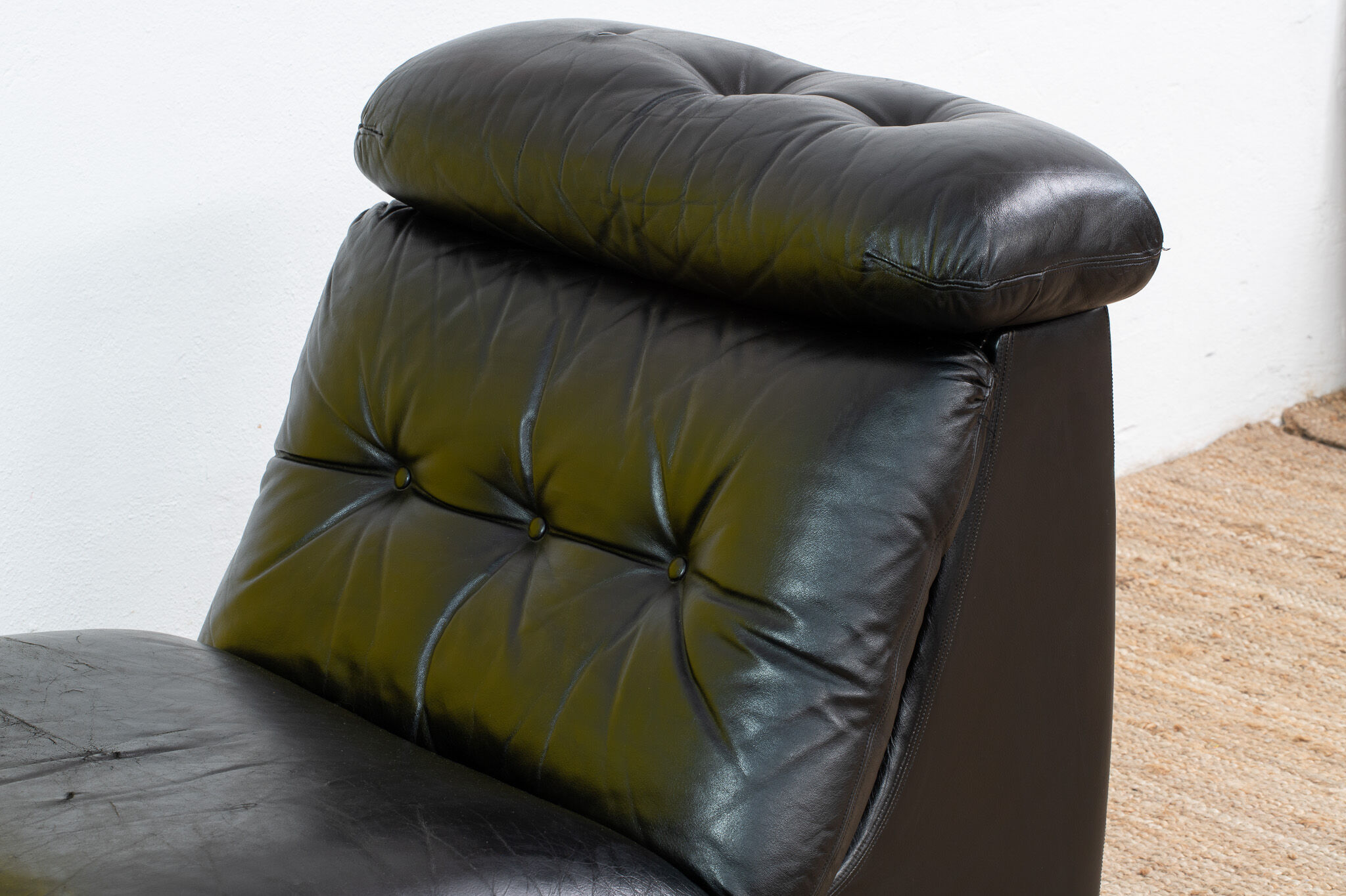 Vintage Scandinavian leather fireside chair – 75 cm