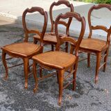 4 Louis Philippe caned dining chairs from the 19th century