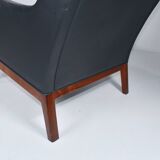 Leather armchair and footstool by Kai Lyngfeldt-Larsen. Denmark 1960s