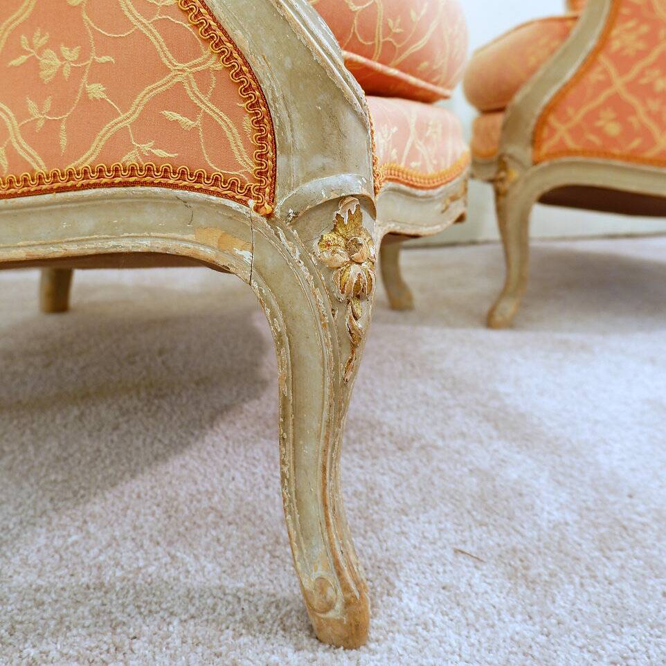 Set of Louis XV Style Gondola Bergère Armchairs