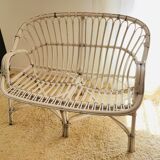 White rattan bench
