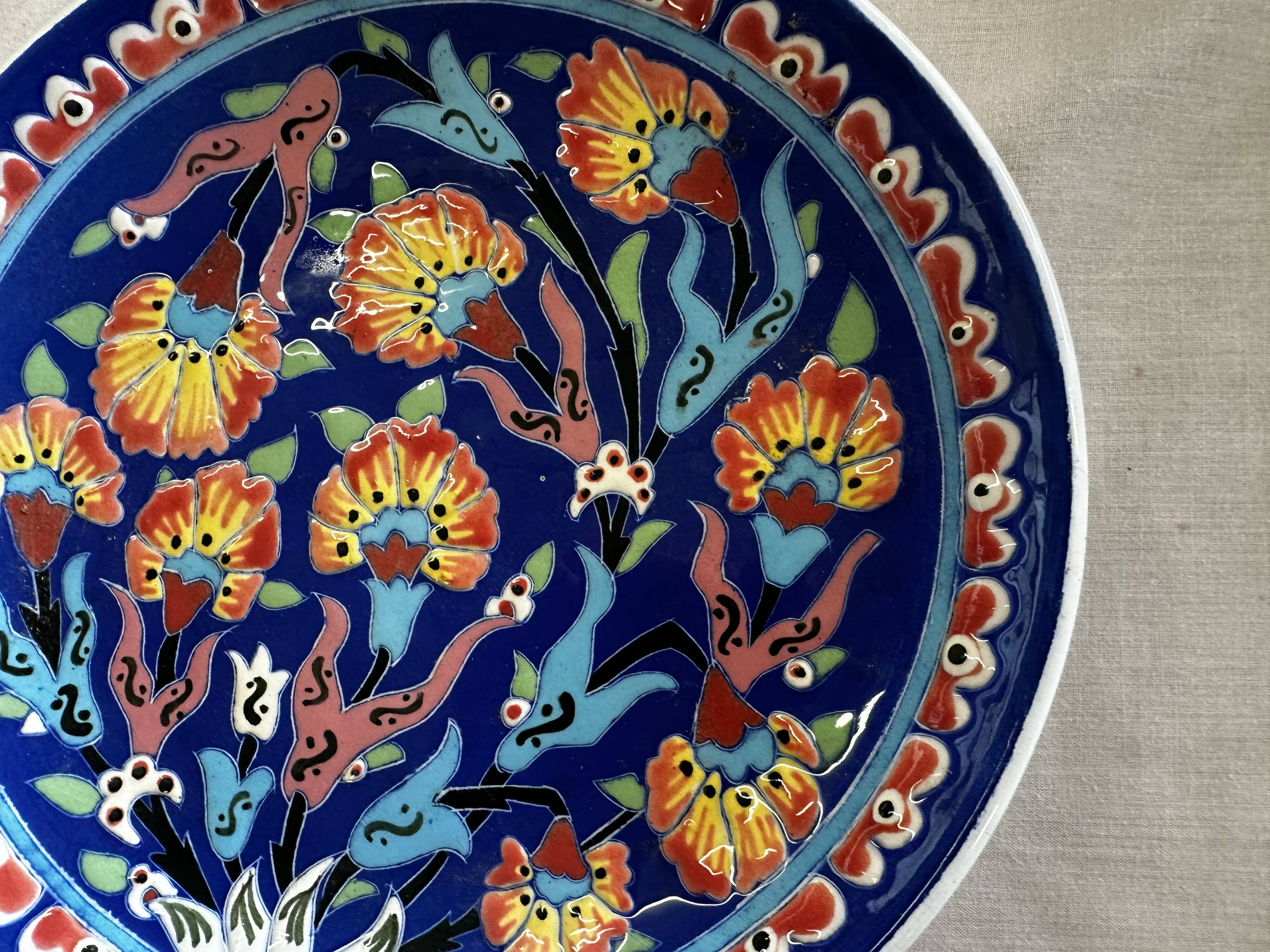 Kuthaya Decorative Plate Turkish Ceramic Handmade Diameter 23 cm