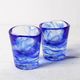 Set of 2 Kosta Boda Blue Shot Glasses 'Mine' by Ulrica Hydman Vallien