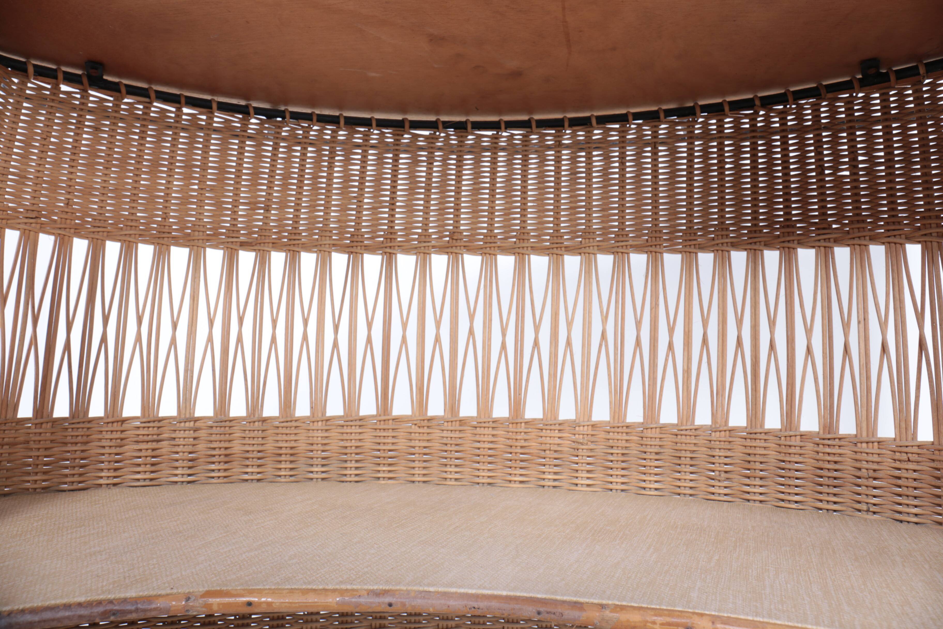 Vintage rattan and metal bar, 60s