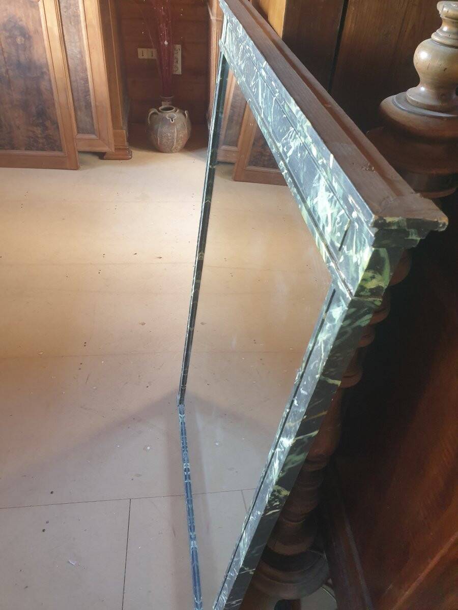 Large mirror - trumeau with a wooden frame imitating marble - 20th century