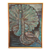 Original X Large European Oil On Canvas – “Peacocks” By Covey/Givell – Dated 1974 – Vintage & Framed