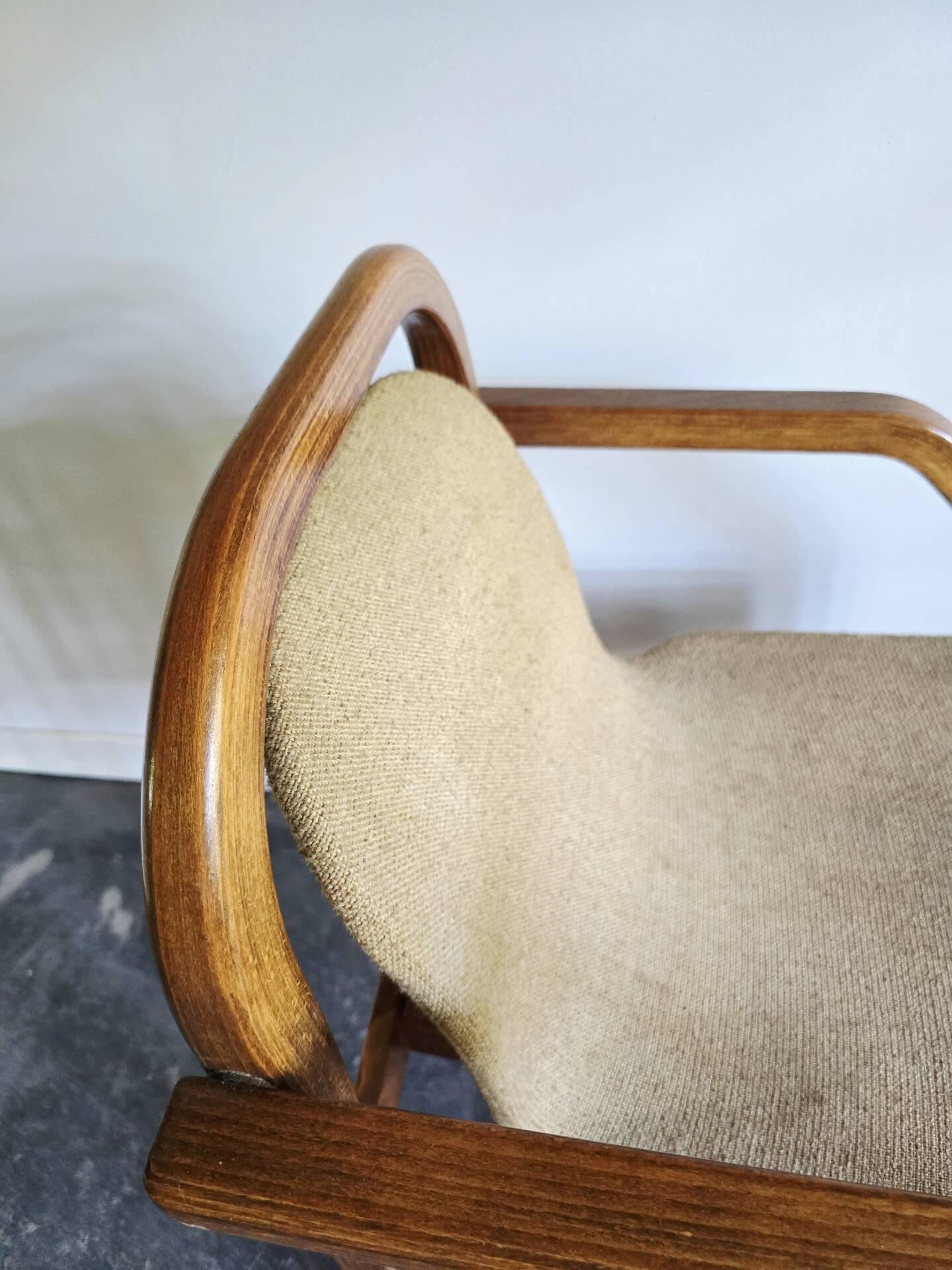 Bentwood armchair from the 1980s, upholstered, Scandinavian style, for dining room or office.