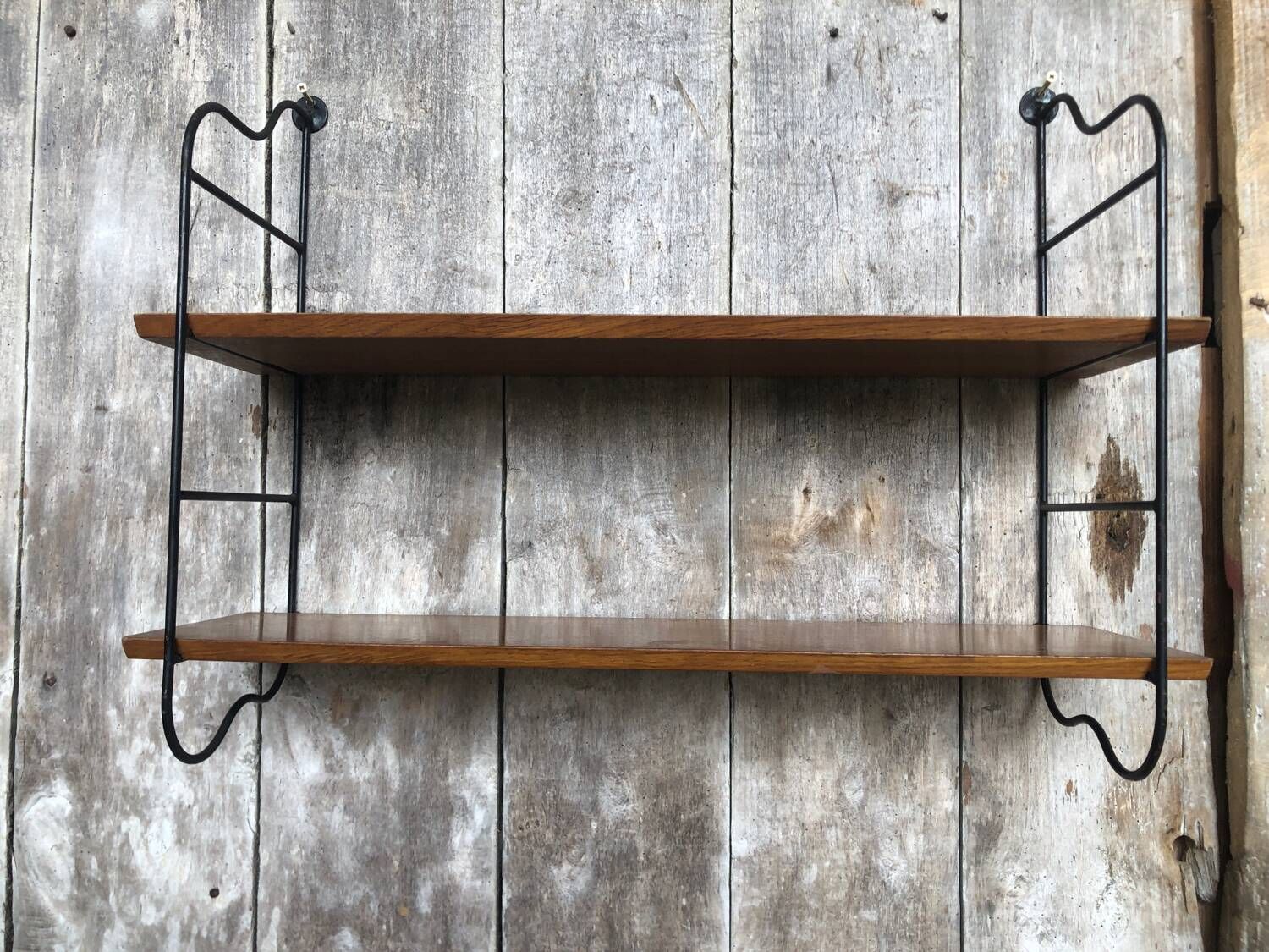 Old tomado modular wall shelf black metal + vintage wood