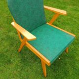 Vintage armchair in wood and skai