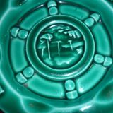 Vallauris green and gold boat wheel ashtray