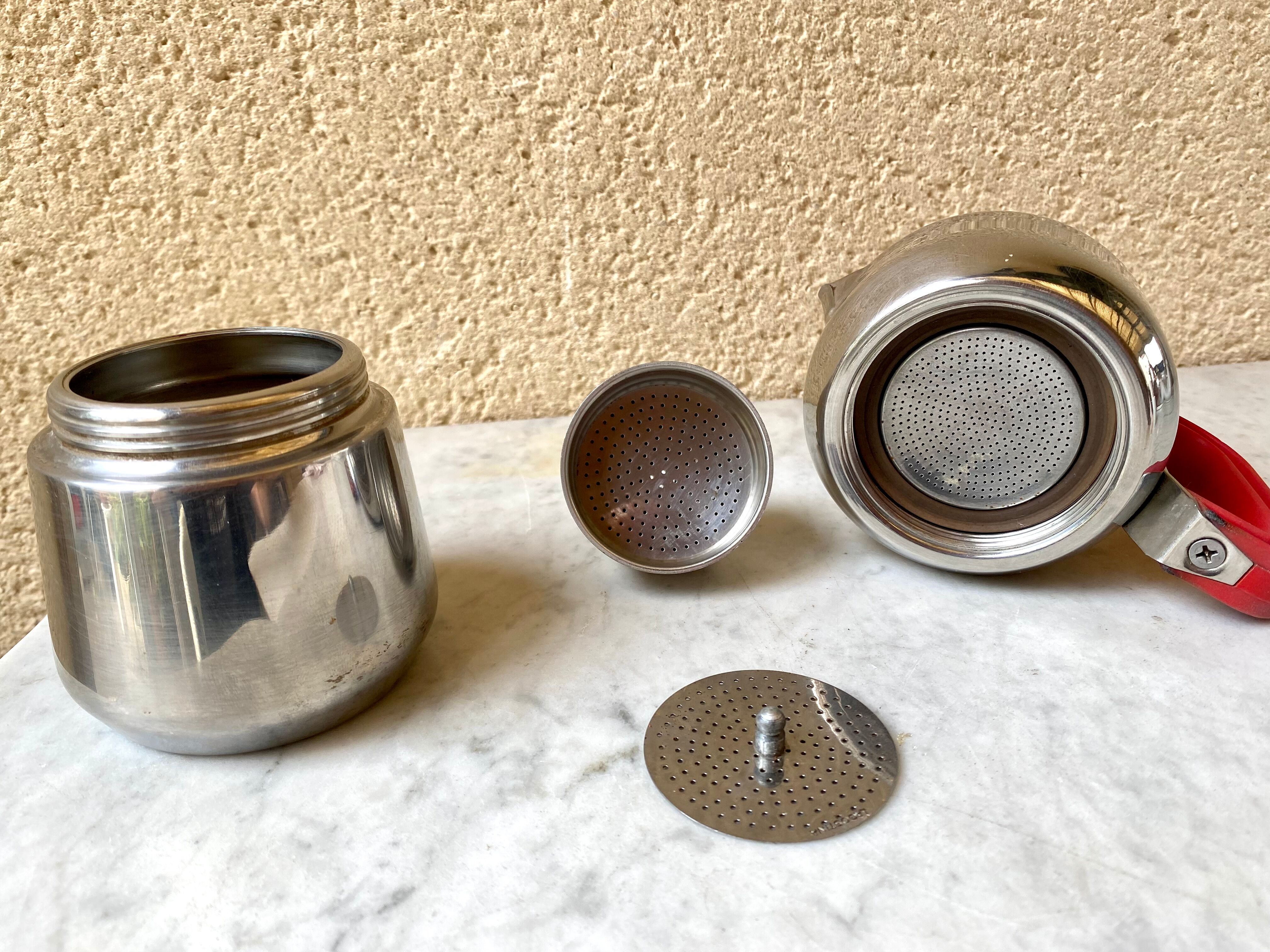 Italian coffee maker 3 cups lagostina vintage 60s design streamline stainless steel 18/10