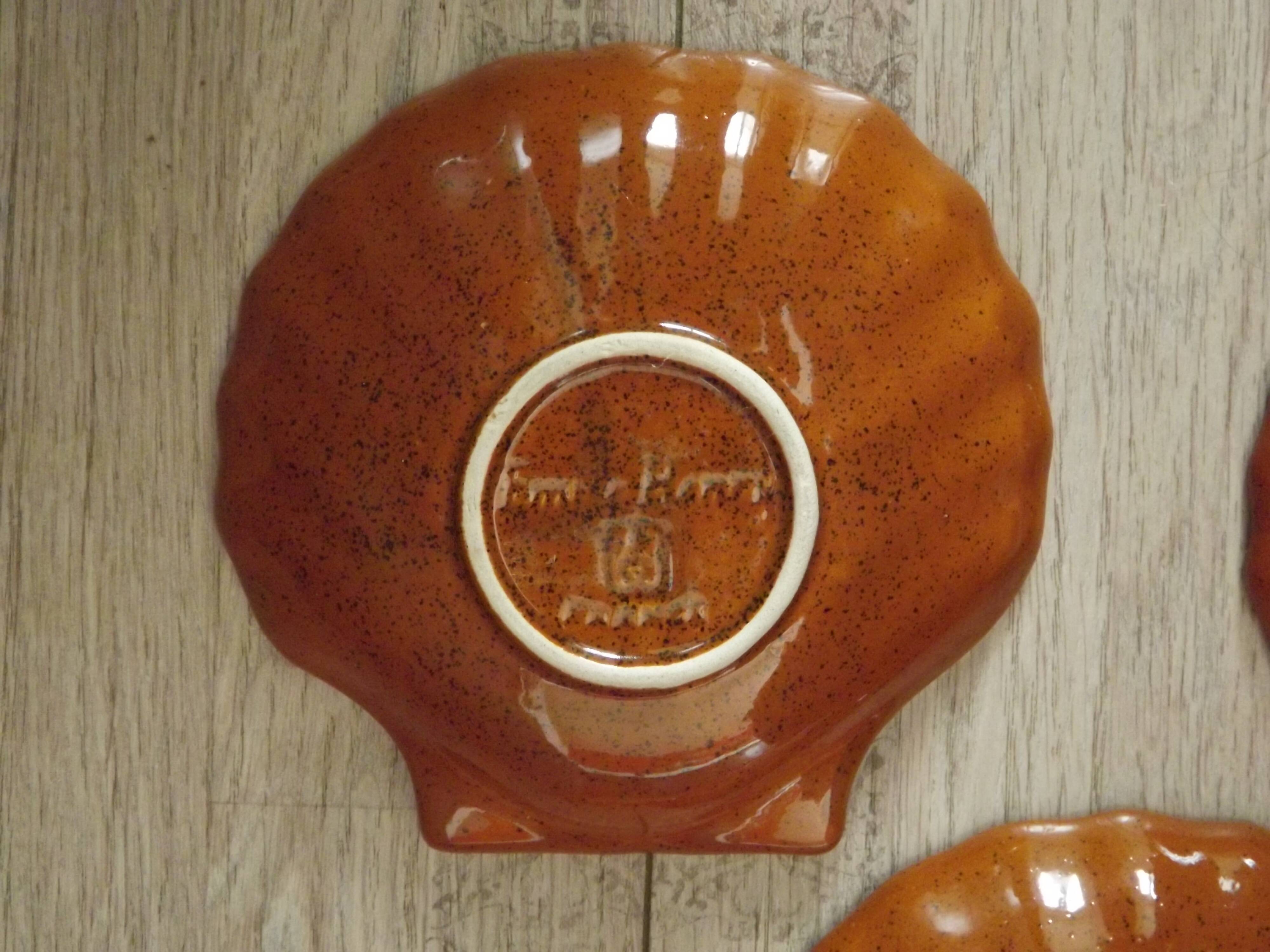 Set of 5 French Vintage Emile Henry Brown Coquille St Jacques Dishes 5193