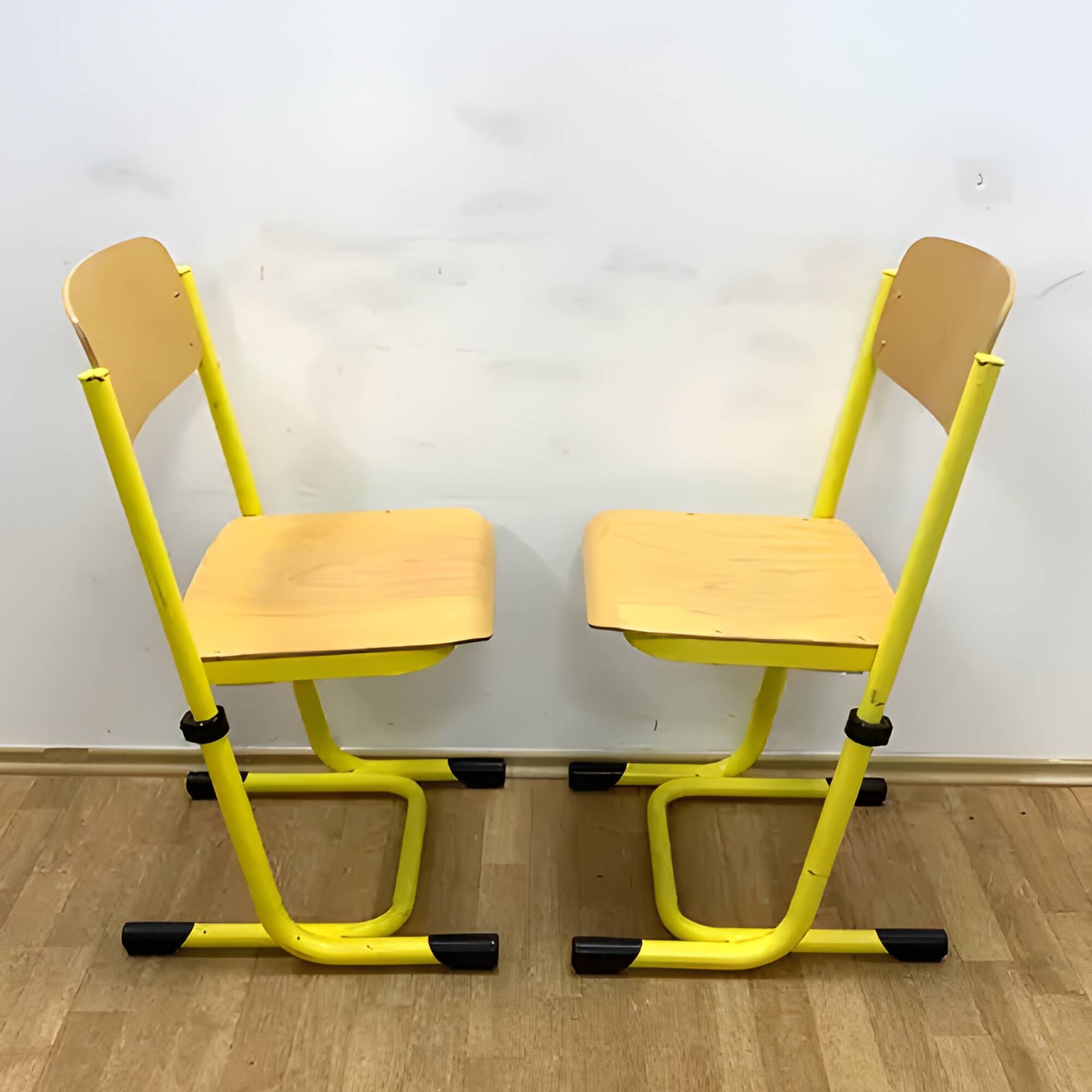 Retro chairs, metal & veneer, 1980s (set of 2)
