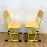 Retro chairs, metal & veneer, 1980s (set of 2)