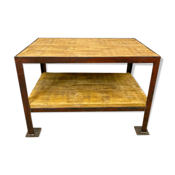 Table basse industrielle rouge années 60