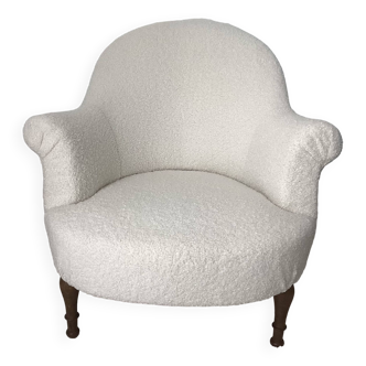 Fully restored toad chair with bouclette fabric
