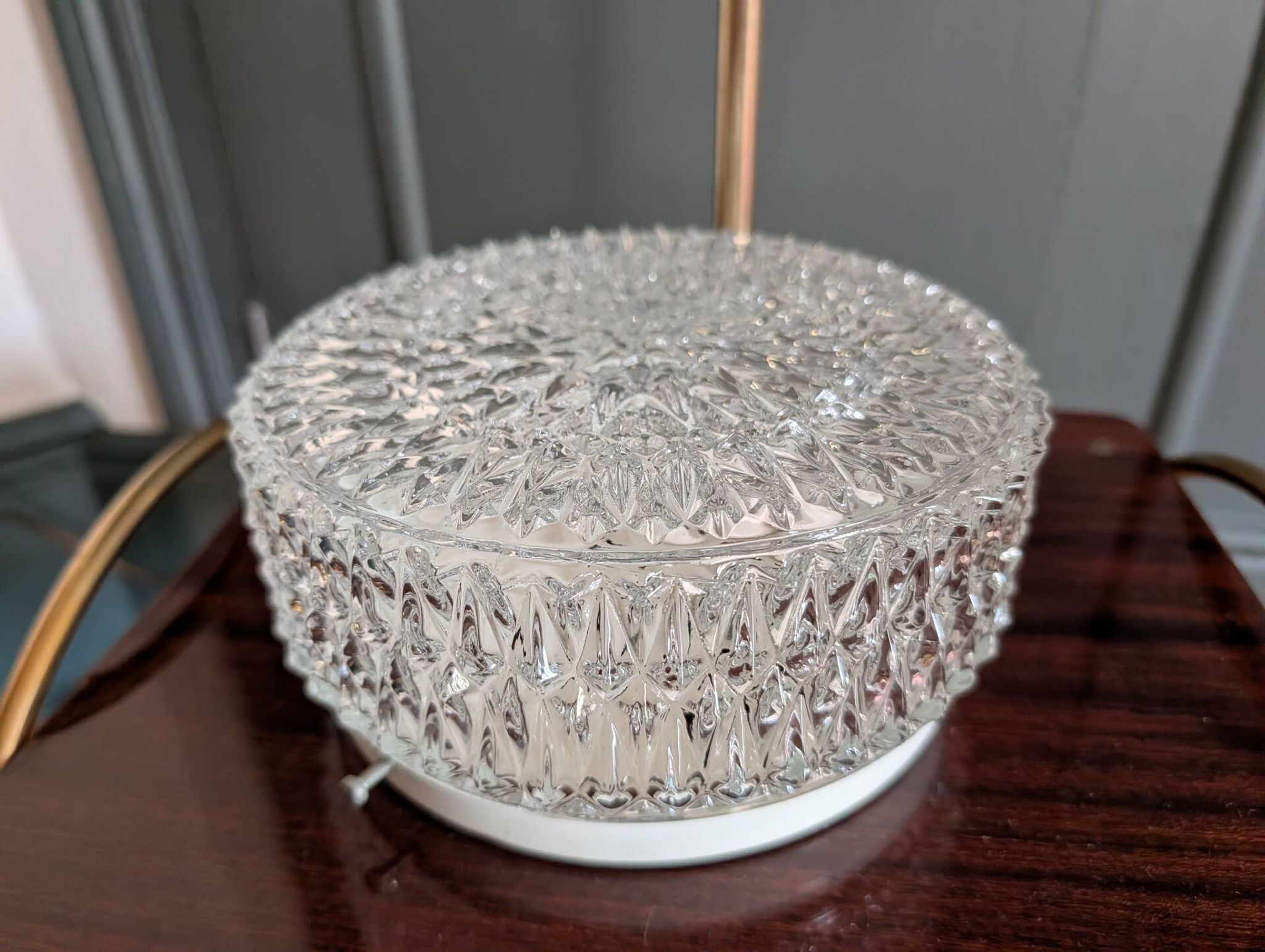 Ceiling light / wall light MATHIAS 1970s – moulded glass with diamond points