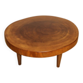 Table basse vintage brutaliste en bois massif, 1960