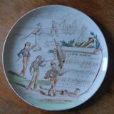 Pair of old plates Terre de Fer / Creil and Montereau, musical subjects
