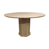 Round italian travertine dining table, 1970s