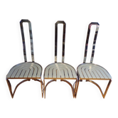 Set of 3 Allmilmö chrome metal dining chairs.