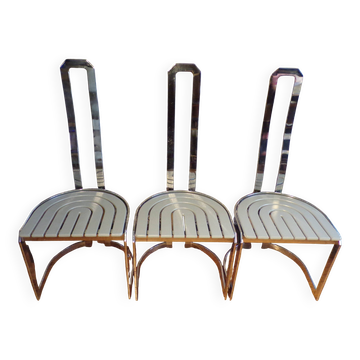 Set 3 chaises repas Allmilmö métal chromé