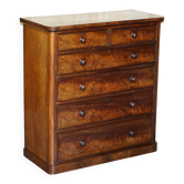 Victorian commode in flame wood with four drawers