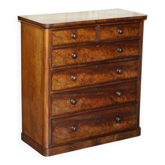 Victorian commode in flame wood with four drawers