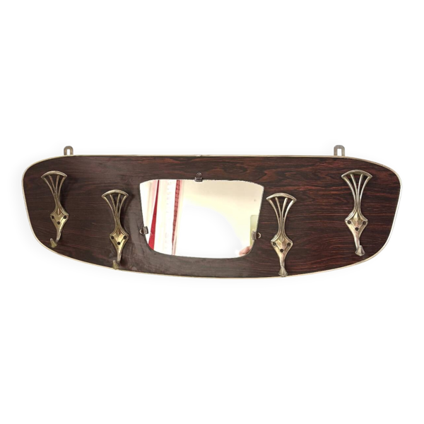 Portemanteau en bois et laiton, 1960